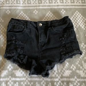 Black jeans shorts